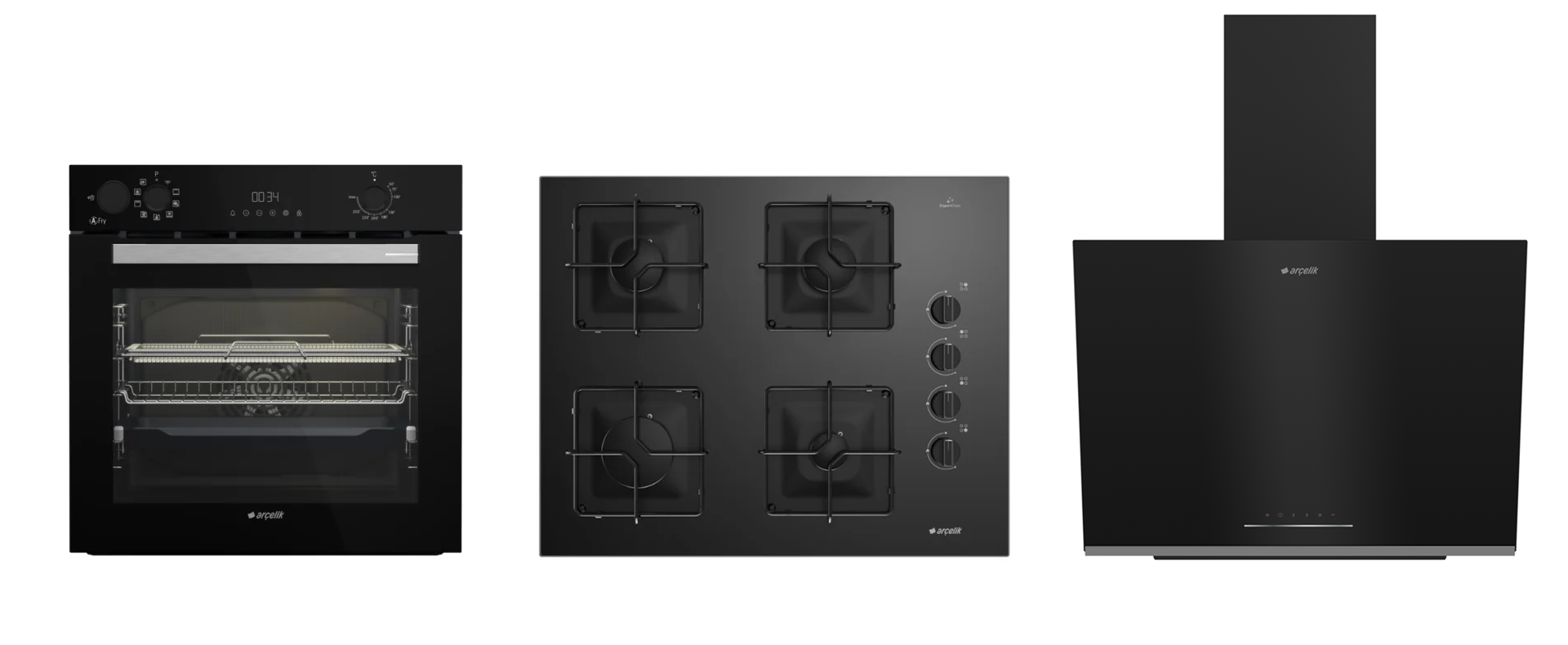 Arçelik Siyah Kare Ocaklı Buhar Destekli AFRY ( AFC 361 S - OCD K 651 ES - ADE 6062 S1 ) Ankastre Set