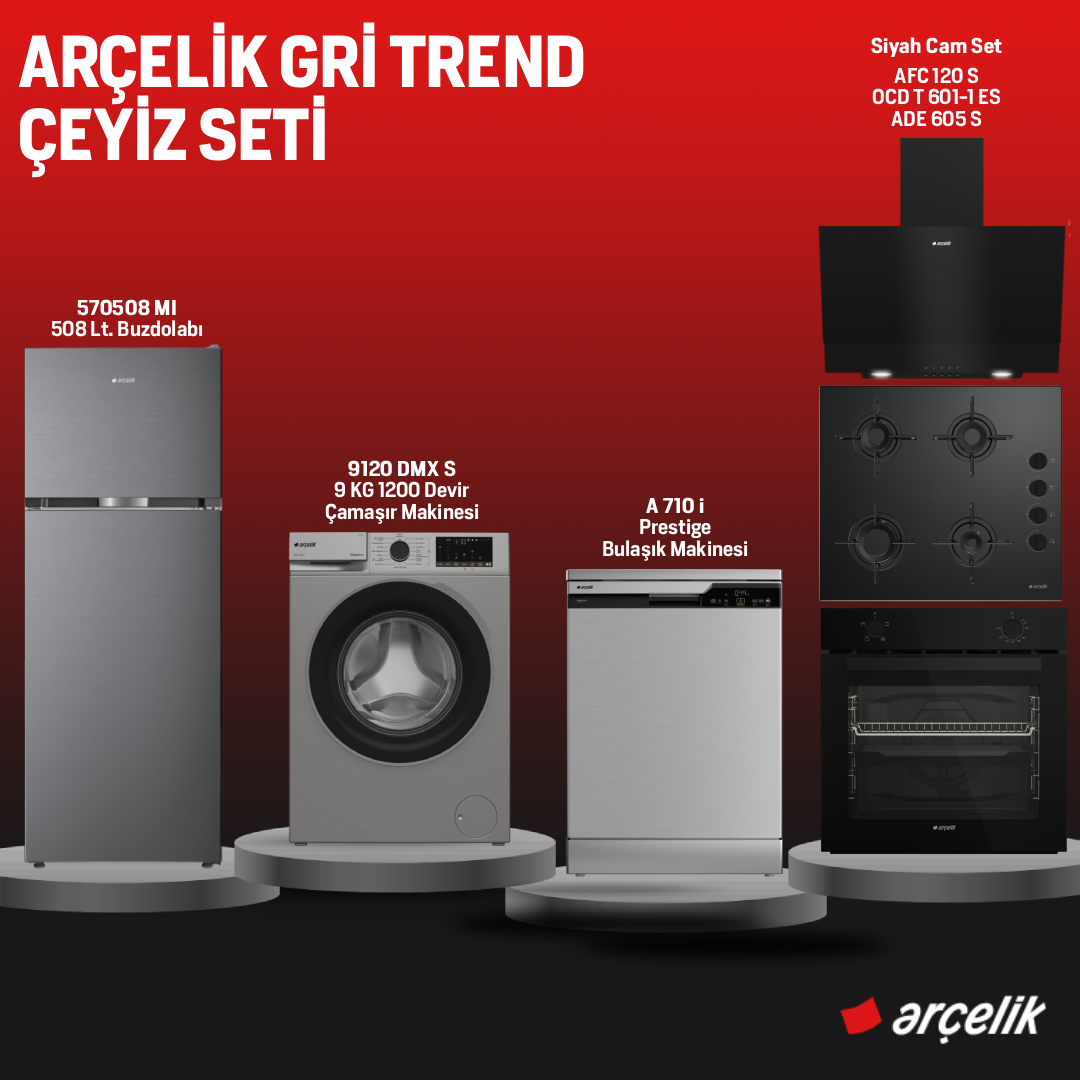 Arçelik Gri Trend Çeyiz Seti  /  Hatay İline Özel