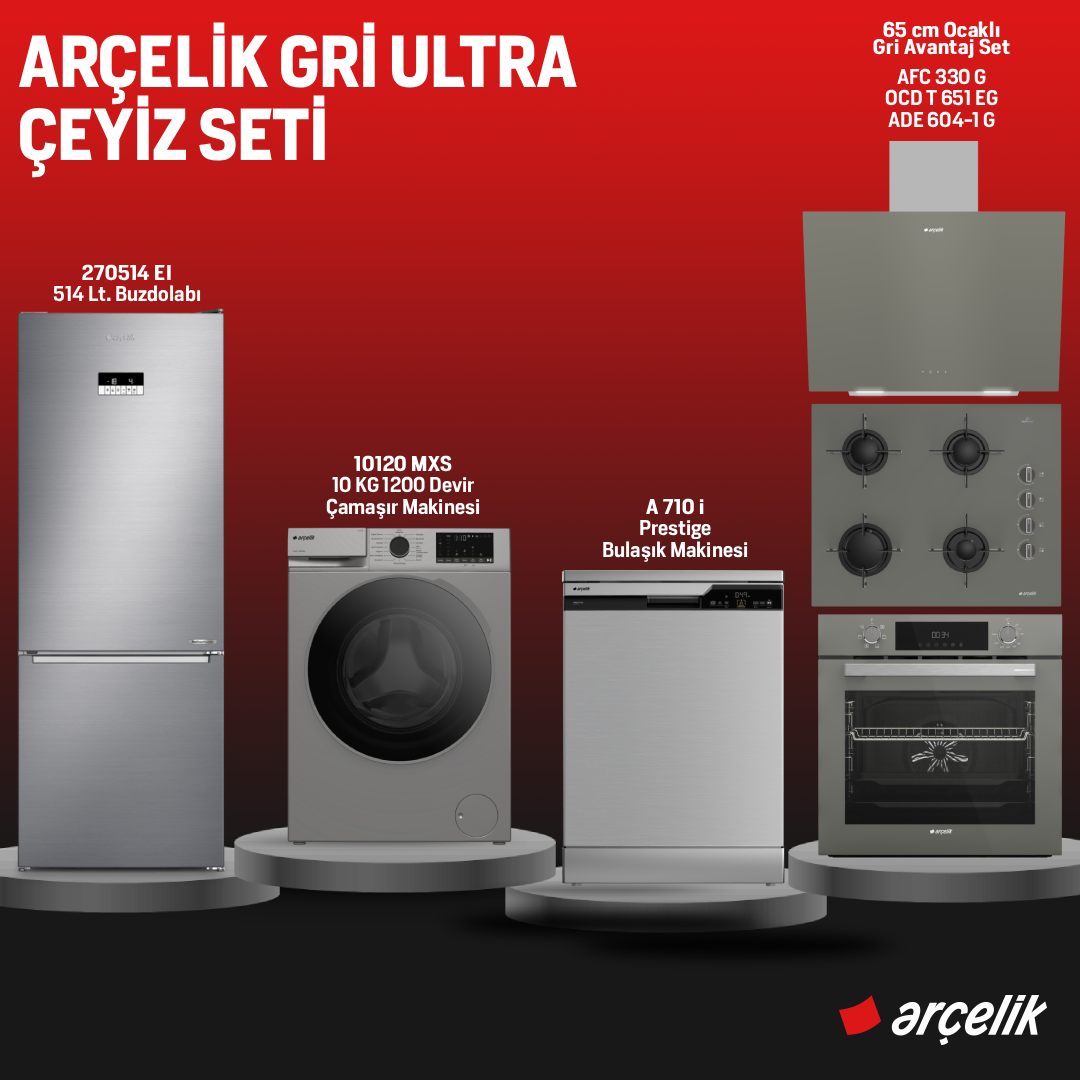 Arçelik Gri Ultra Çeyiz Seti  /  Hatay İline Özel