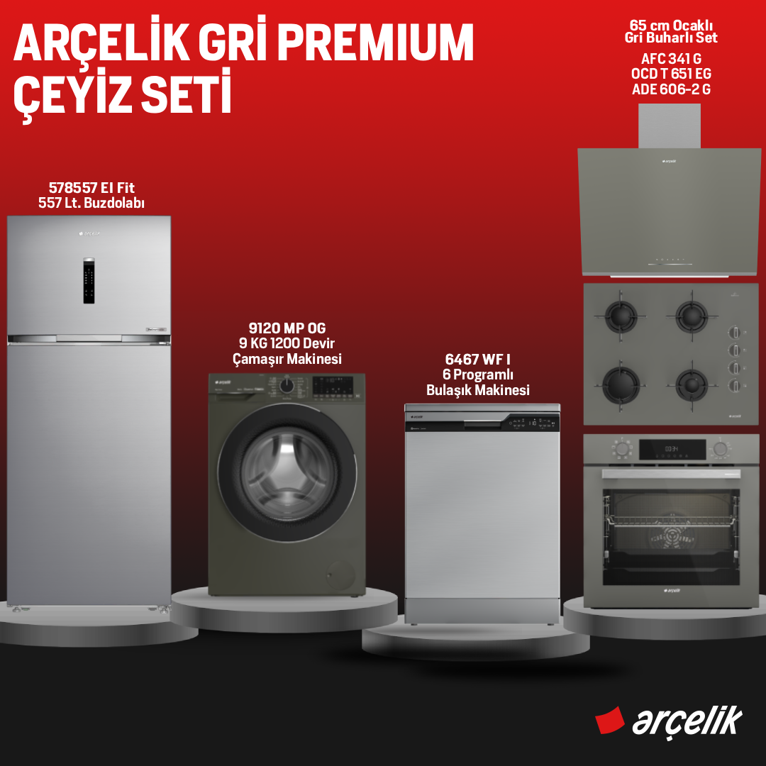 Arçelik Gri Premium Çeyiz Seti  /  Hatay İline Özel