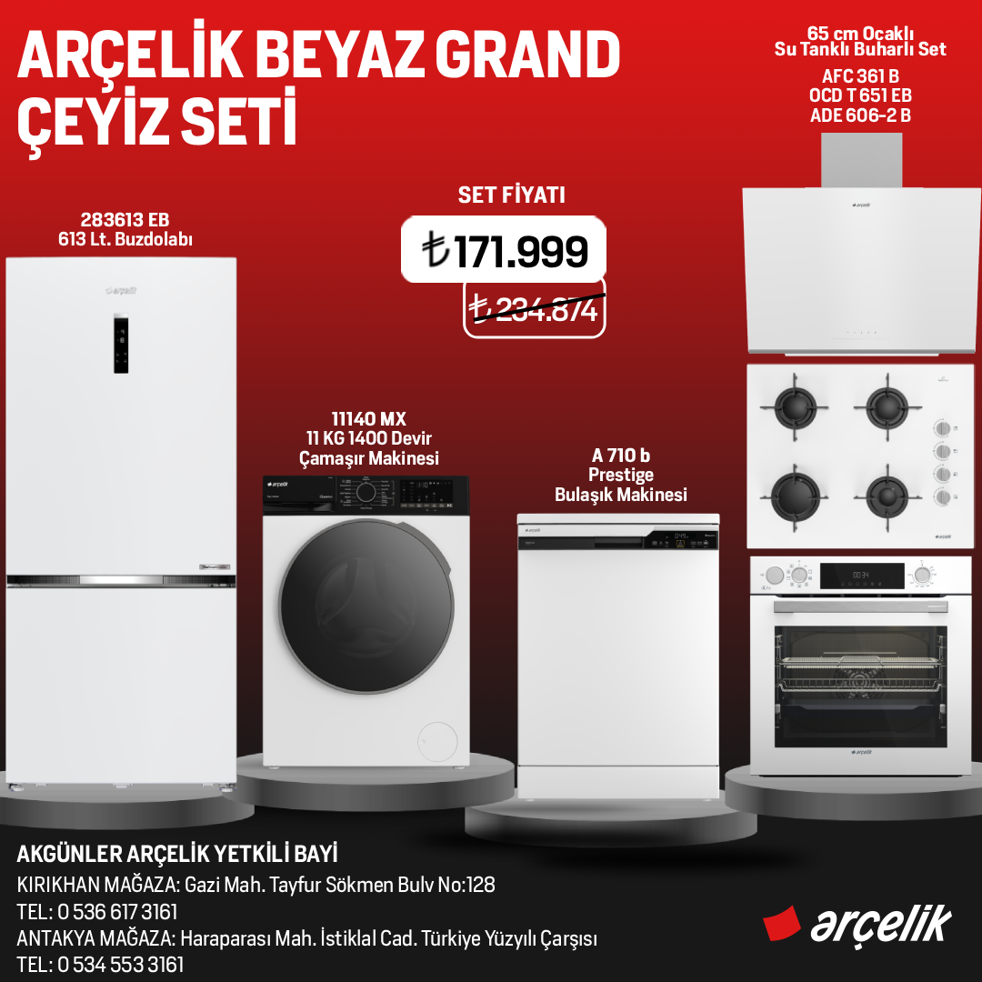 Arçelik Beyaz Grand Çeyiz Seti  /  Hatay İline Özel
