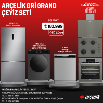 Arçelik Gri Grand Çeyiz Seti  /  Hatay İline Özel