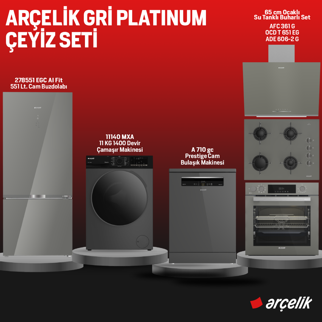 Arçelik Gri Platinum Çeyiz Seti  /  Hatay İline Özel