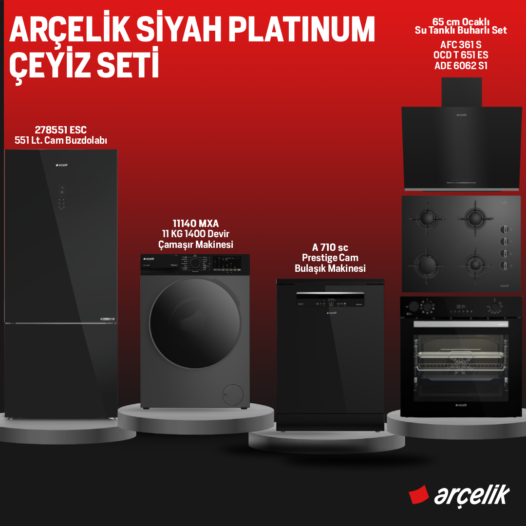Arçelik Siyah Platinum Çeyiz Seti  /  Hatay İline Özel