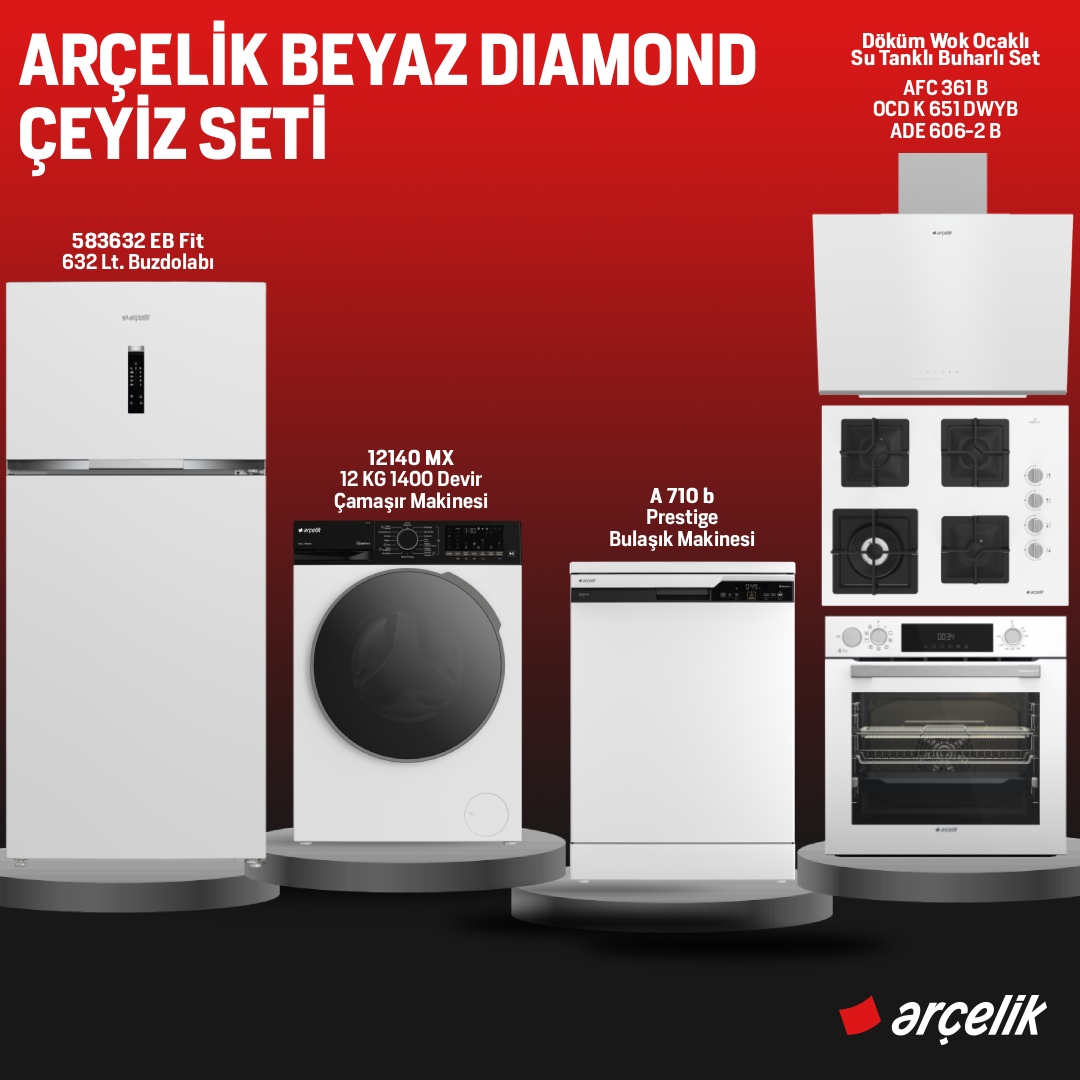 Arçelik Beyaz Diamond Çeyiz Seti  /  Hatay İline Özel