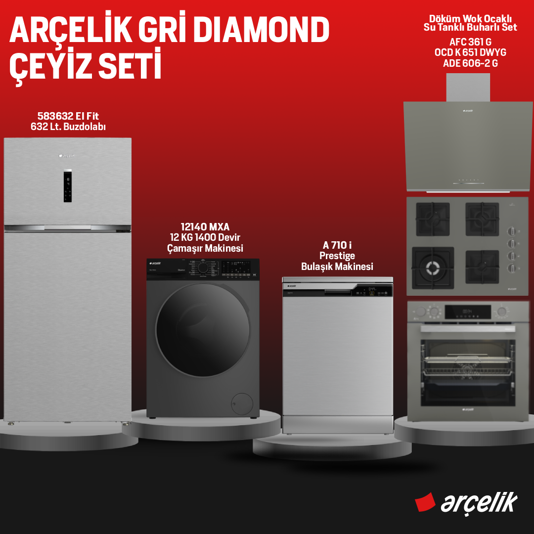 Arçelik Gri Diamond Çeyiz Seti  /  Hatay İline Özel