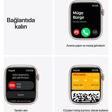 Apple Watch Series 7 Nike GPS 45mm Yıldız Işığı Alüminyum Kasa ve Nike Spor Kordon Akıllı Saat