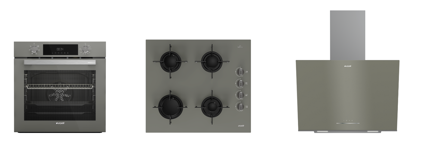 Arçelik Süper Avantaj Gri ( AFC 330 G - OCD T 601-2 EG - ADE 604-1 G ) Ankastre Set